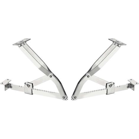Bisagra elevadora con 2 x 19 muescas de bloqueo en acero cincado – Altura máxima 375 mm – Para bases de cama y muebles – Instalación atornillada (1/3)