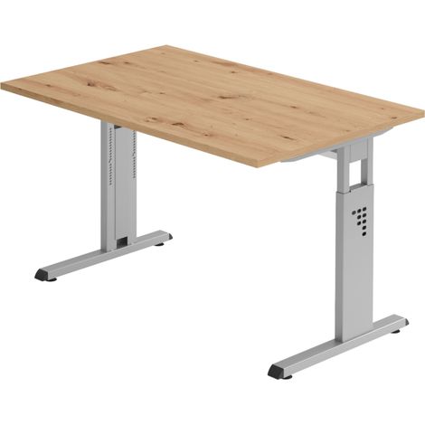 bümö Schreibtisch Serie-O Rechteck: 120 x 80 cm Asteiche Silber