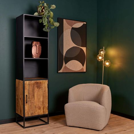 Colonne de salon bois et métal 1 porte ALMA