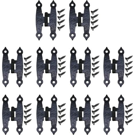100 bisagras para gabinete con bisagra en H, bisagras negras, herrajes para gabinete con bisagra en H, herrajes para muebles con tornillos de 65 a 34 mm, adecuados para puertas de gabinete. (1/4)