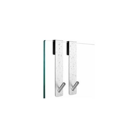 Crochets de douche, lot de 2 crochets, pour parois de douche, sans perçage, avec protection en mousse, crochets porte-serviettes en inox, crochets de douche pour peignoirs éponge (1/5)