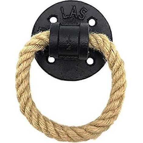 Poignée de tirage vintage en fer forgé avec motif corde, forme ergonomique arquée, durable, noire, entraxe de 3,2 cm (1,26 po), vis incluses (1/5)
