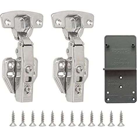 110 Degré Recouvrante Charnieres Standard Supérieure avec Amortisseur Intégré Mécanisme de Fermeture Automatique Charnière pour Armoires de Porte Cuisine et Amortissement Lot de 2 (1/5)