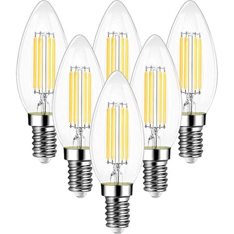 Ampoule à filament LED vintage E14, ampoules à culot vintage E14, blanc chaud 2700 K 750 lm, lot de 6