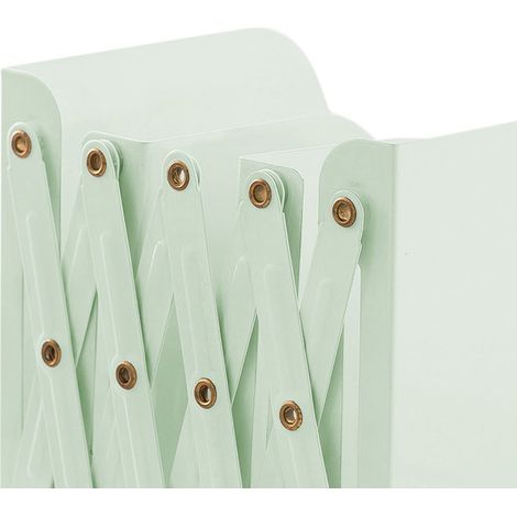 Serre-livres large, rétractable et flexible sans autocollants en métal convient aux bureaux et aux étagères vert clair. (1/5)