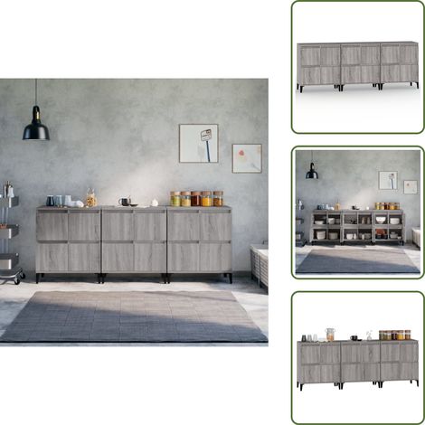 Buffets 3 pcs sonoma gris 60x35x70 cm bois d'ingénierie - Buffet Classique - Meuble De Rangement - Armoire Murale - Commode - Design Intemporel (1/5)