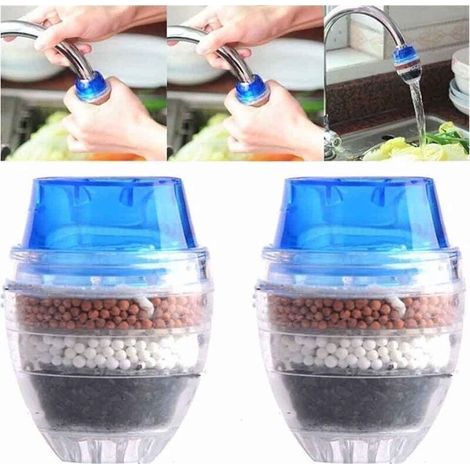 Mini Filtre à Eau de Robinet Purificateur d'eau de Robinet pour Robinet Rond de diamètre 1,6 à 1,9 cm(2PCS) (1/4)