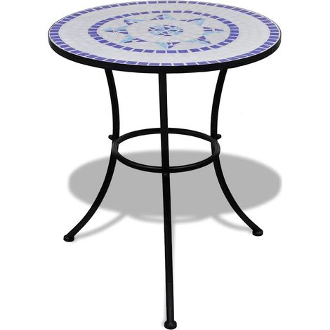 Bistrotisch Blau und Weiß 60 cm Mosaik