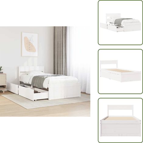 The Living Store Estructura cama sin colchón madera maciza pino blanca 100x200cm - Estructura de cama