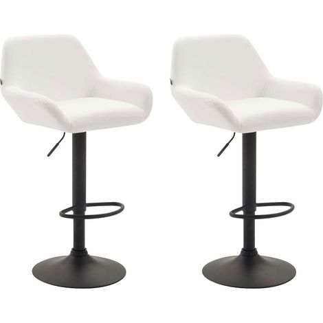 Conjunto de 2 taburetes de bar modernos y cómodos en sintético blanco patas trompeta en metal negro TDB10224