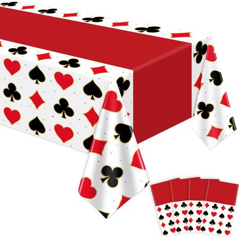 4 Nappes sur Le thème du Casino Nappe de Poker Nappe pour soirée Casino Nappe pour fête d'anniversaire Nappe jetable pour Table de Poker Tapis de Poker Tout en Un 130x220cm (1/5)