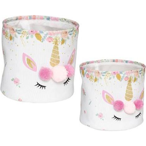 Lot de 2 Paniers Déco Enfant Licorne 30cm Blanc (1/5)