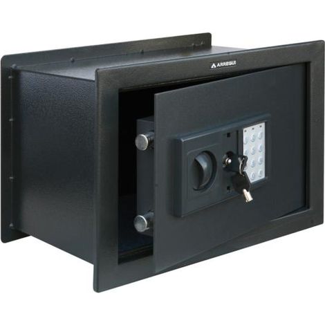ARREGUI Class W25EB Coffre-fort à emmurer avec serrure électronique, clavier à code programmable, coffre-fort de sécurité à encastrer pour la maison, avec clé d'urgence, 28 x 38 x 25 cm, 17 L (1/6)