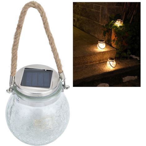 Solar-Hängeleuchte für den Außenbereich, Mason-Box-Leuchte, wasserdichte Solar-Glaskugelleuchte, Crackle-Glasleuchte, Gartenkugelleuchte. (1/5)