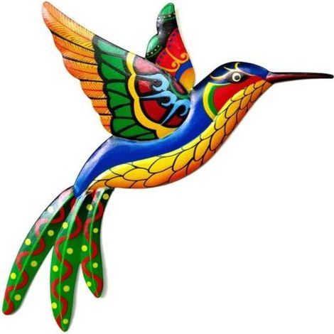 Décoration murale colibri en métal, oiseau en fer forgé à suspendre, pour intérieur ou extérieur, 1 pièce de couleur jaune (1/5)