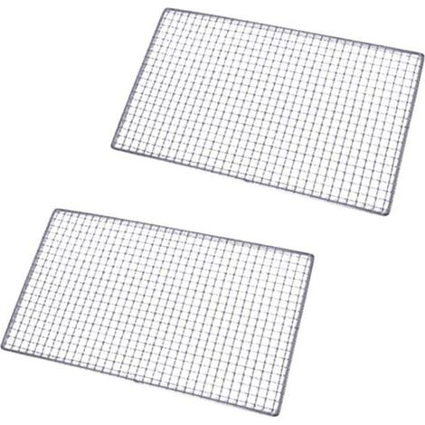 Grille de barbecue carrée en métal Lot de 2 grilles 30x45 cm Pour la cuisson de la viande et des légumes Support pour brasero (1/5)