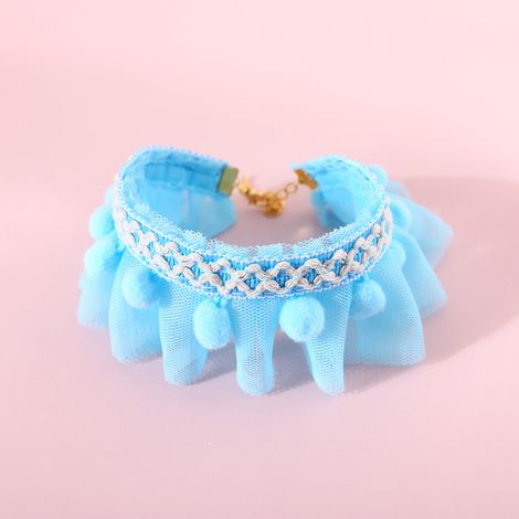 Collier en dentelle pour animaux de compagnie, couleurs brillantes, collier de chat chinoiserie réglable pour petits animaux de compagnie, chats et chiens, bleu S 20 à 25 cm (1/5)
