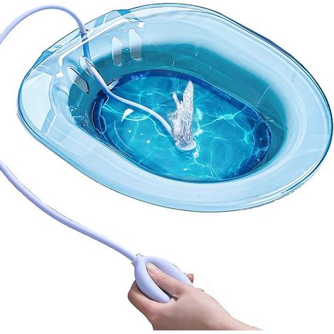 Bac de bain de siège, lavabo intime pour les soins post-partum, bain de siège pour les toilettes pour le traitement de la semaine du périnée, compatible avec la plupart des toilettes, bleu (1/3)