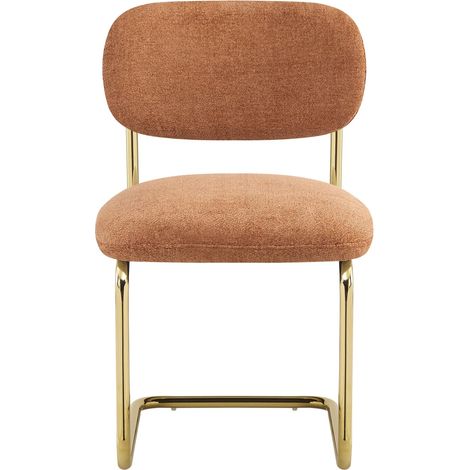 Lot de 4 chaises salle à manger tissu terracotta, pied doré - ARC (1/5)