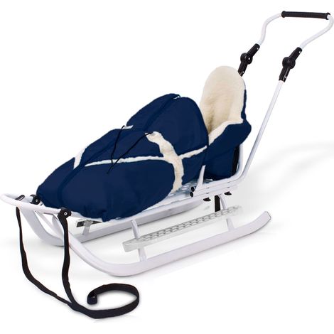 Luge Bébé traîneau avec chancelière et dossier Bleu foncé/Blanc 008 (1/5)