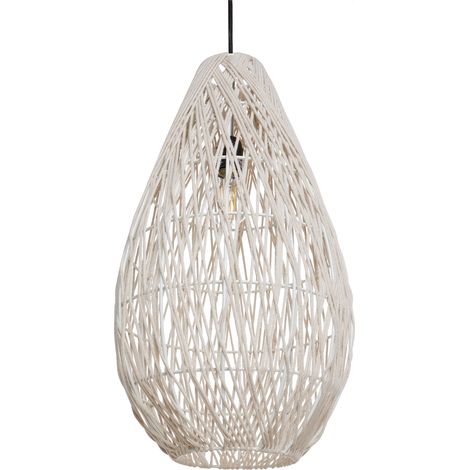 Lámpara colgante cuerda de algodón pantalla jaula hecha a mano estilo Japandi natural beige Annotto (1/5)