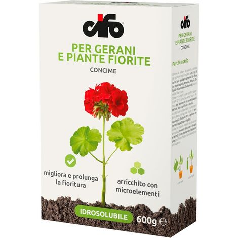 Cifo 110839 Concime Idrosol Prolunga Fioritura Gerani Piante Fiorite 600gr (1/2)