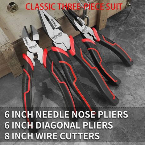 Ensemble de pinces coupantes industrielles, de pinces diagonales et de pinces à becs fins outils électriques multifonctionnels à usage général. (1/3)