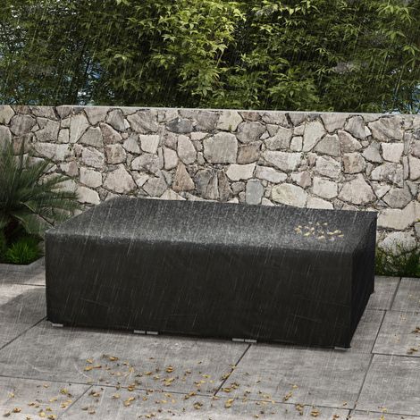 Gartenmöbelabdeckung, Plane, Gartentischabdeckung, wasserdichtes und UV-beständiges Oxford-Gewebe, 222 x 155 x 67 cm, schwarz