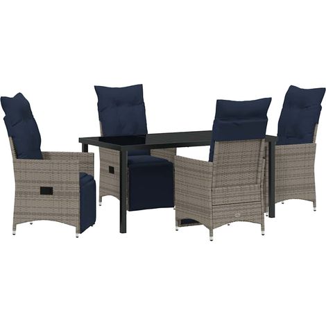 Maison Exclusive - Set di tavolo e sedie con cuscino 5 pcs Grigio Rattan in PE (1/5)