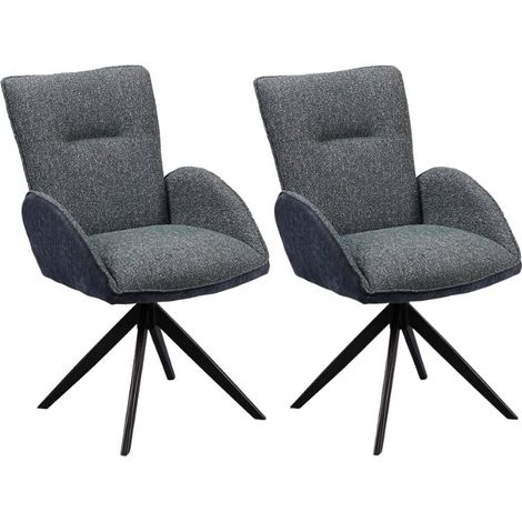 Lot de 2 chaise salle a manger pivotante en tissu bleu EDDY Casita (1/2)