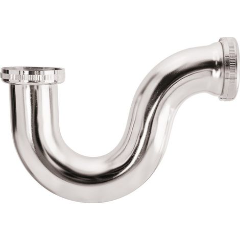 Valentin – Siphon évier tube laiton chromé – Débit élevé 87 l/min – Hauteur 130 mm – Longueur 163 mm – Filetage F 1/2' - 36520000900