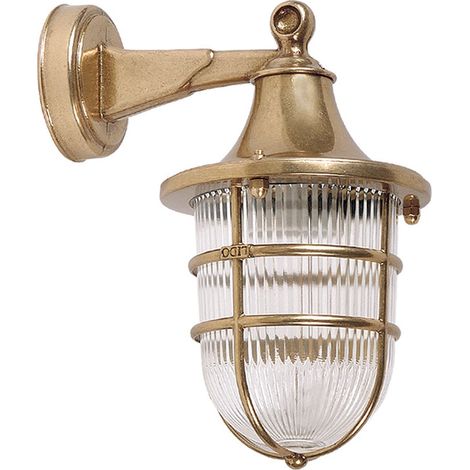 Außenwandlampe E27 IP64 Hof Haus Glas Messing Maritim Wandleuchte außen