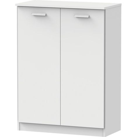 Armario bajo multiusos Tibet 2 puertas abatibles acabado blanco mate, 101 cm(alto)74 cm(ancho)37 cm(largo) (1/4)