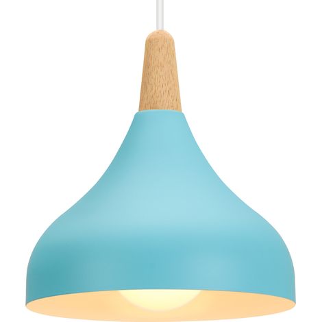 Pendant Light, Modern Chandelier with Wood Pattern, Simple Style Hanging Lighting Fixtures for Living Rooms Dining Room Kitchen Bedroom (Blau) (1/5)