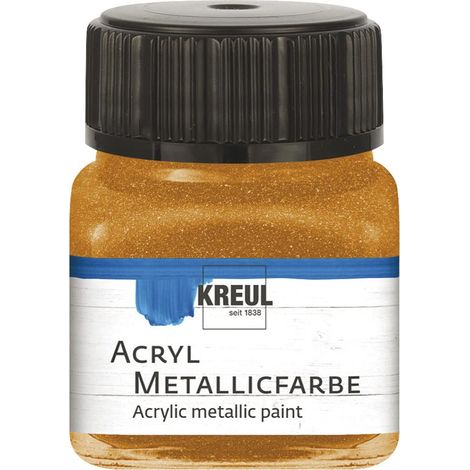 Peinture acrylique métallisée, 20 ml verre en bronze doré, peinture acrylique à effet métallique à base d'eau, couvrante et crémeuse, séchage rapide et résistante à l'eau (1/4)