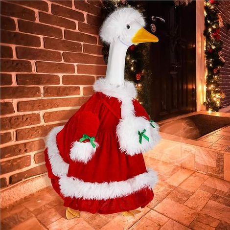 Beyamis Oie de Noël de 58 cm (23 pouces) en costume de Père Noël - Décoration de jardin festive avec tenue assortie pour votre extérieur