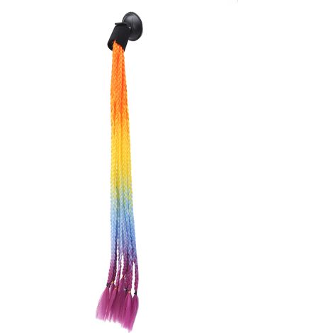 Casque moto tresses punk à ventouses, queue de cheval décorative, teintes orange, jaune, bleu, violet, accessoire original pour casque (1/5)
