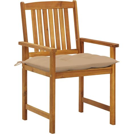Lot de 8 Chaises de jardin et de camping avec coussins, Chaises de relaxation, Bois d'acacia solide OIB6334E (1/5)
