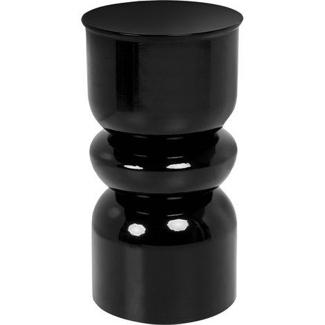 Mesa auxiliar elegante redonda de hierro pintada para interiores peana negro Page