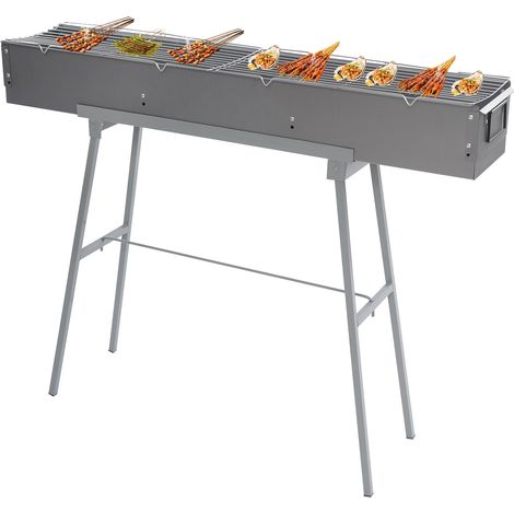 Barbacoas de carbón, barbacoas industriales, barbacoas Hibachi, accesorios para brochetas de cordero, barbacoas plegables de camping para el jardín, fiestas y picnics, 100 x 18 x 13 cm (1/5)