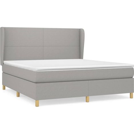 Maison Exclusive - Cama box spring con colchón tela gris claro 16