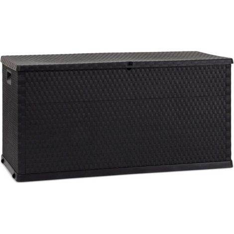 Baule 420 lt da esterno in resina antracite effetto rattan con ruote e chiusura lucchettabile (1/3)