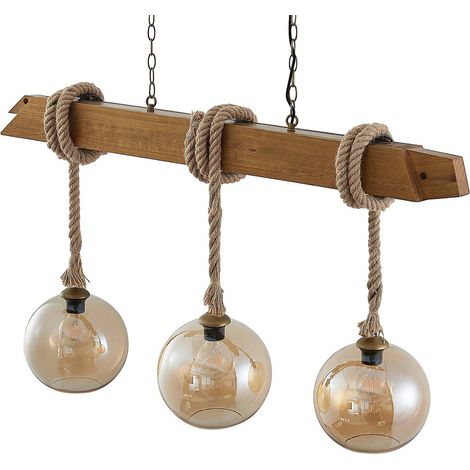 [NEUWERTIG] B-Ware Lucande Mevan Hängeleuchte Pendelleuchte Deckenlampe Lampe Holzbalken Amber212 (1/5)