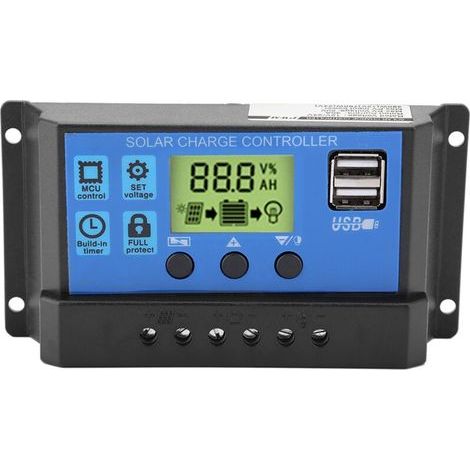 PWM 12V 24V Dual USB Solar Panel Charge Controller with LCD Display 30A (YJSS-30A) (1/5)