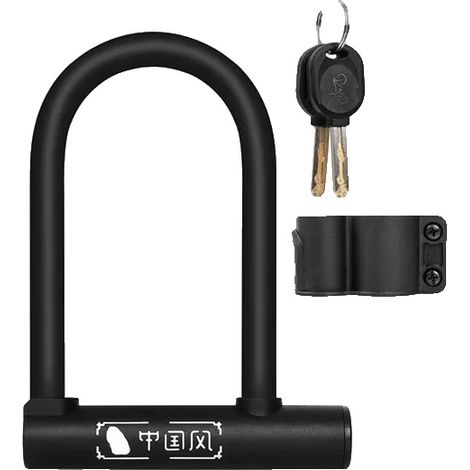 Lucchetto per bicicletta, in acciaio resistente, antifurto, colore nero. (1/2)