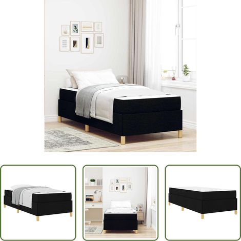 vidaXL Design minimaliste - Cadre de lit avec matelas Noir 80 x 200 cm tissu (1/5)