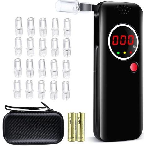 Alcootest Ethylotest Electronique, Testeur d'alcool avec Le Capteur Semi-conducteur Haute Sensibilite, Portable LCD Numérique Ethylometre, 20 Embouchures et 2-AA Batterie (1/5)
