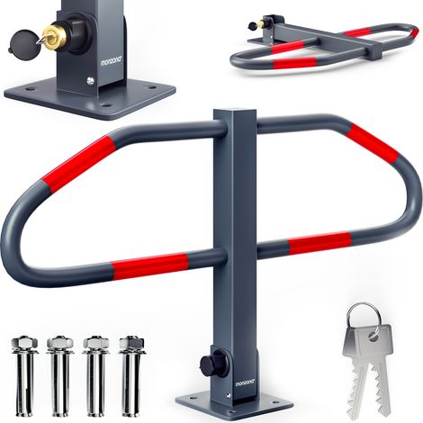 MONZANA® Barrera Parking Abatible 2 Llaves Bolardo Aparcamiento Acero (1/9)
