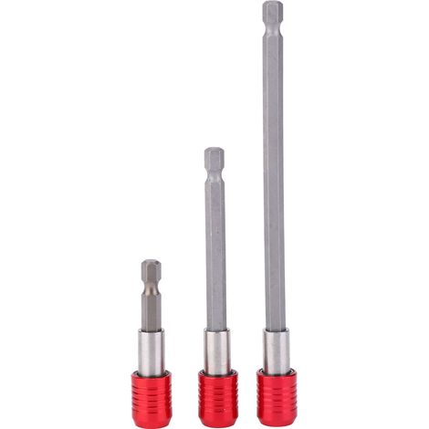 Porte-embouts à douille hexagonale 1/4 po en acier inoxydable - Lot de 3, rouge, longueurs 60/100/150 mm (1/5)
