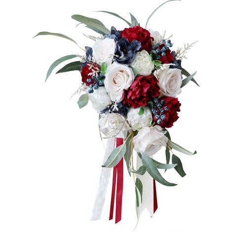 Cascade Artificielle avec Gouttes d'Eau et Feuilles Vertes pour Bouquet de Fleurs Fausses